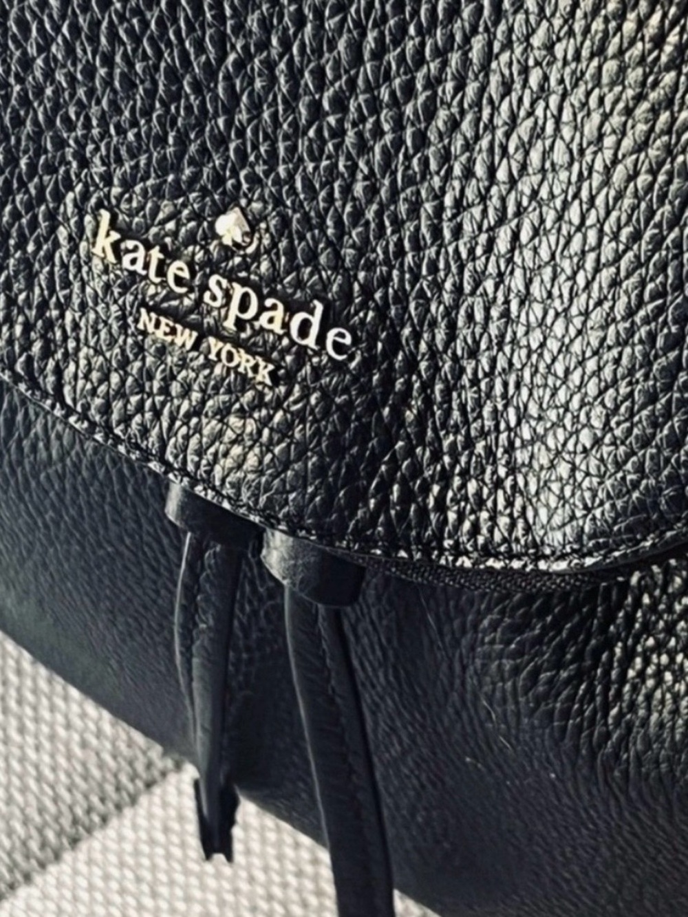 Kate Spade New York Black Leather Backpack Pebbled Leather Bag - Picture 4 of 7